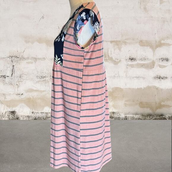 Beeson River NEW Pink Floral & Striped Babydoll Dress-Size Small - Picture 4 of 7